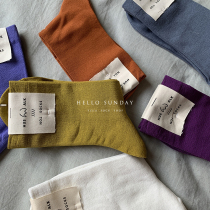 2 pairs of womens autumn and winter cotton stockings mercerized cotton middle tube solid color black purple blue green tide ins Joker Korean version