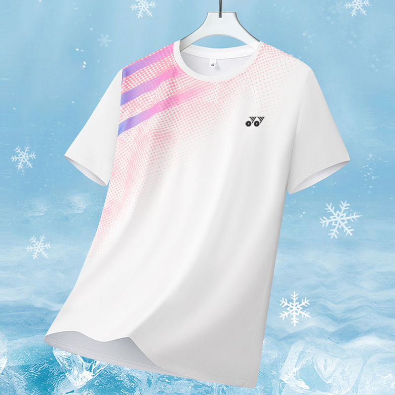 Yy Badminton Clothing for Men and Women, Short-Sleeved Quick-Drying T-Shirt, Breathable Ice Silk Sports Half-Sleeve Fitness Training Clothing, Summer Thin Style