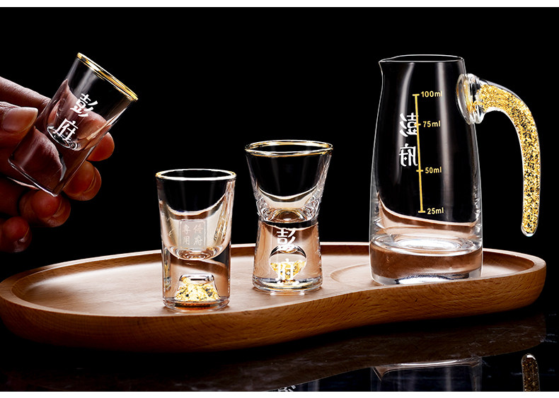 Ликер Cup 私人订制水晶玻璃白酒杯 家用高档金箔酒杯一口杯无铅水晶分酒器 ANCE