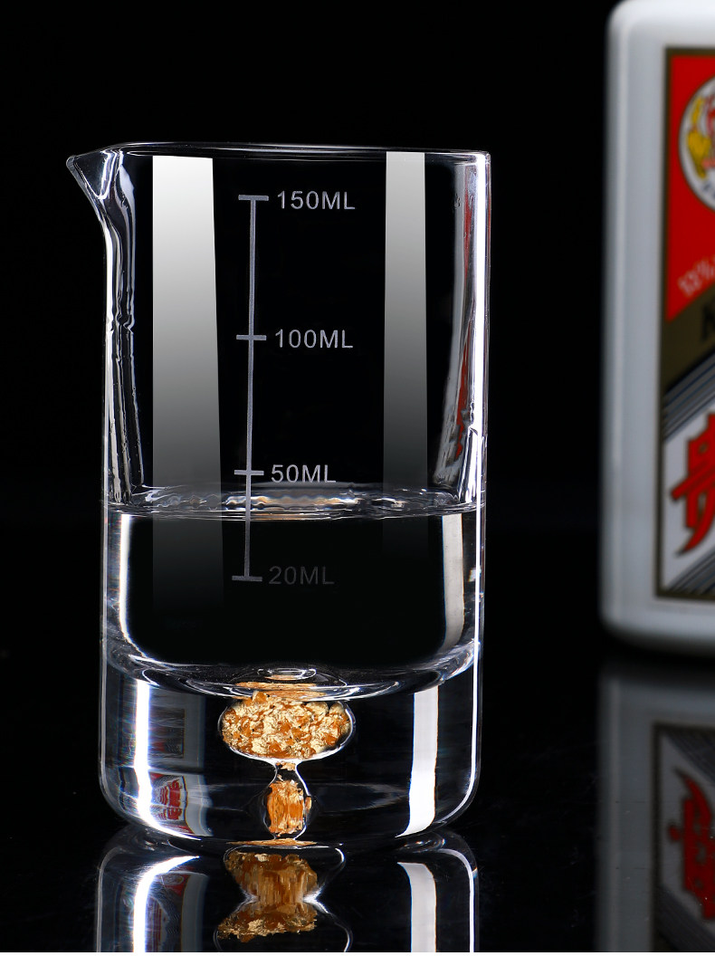 Ликер Cup 家用金箔白酒杯水晶玻璃一口杯金边子弹杯烈酒杯带刻度分酒器套装 ANCE