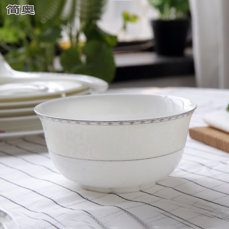 Bone china bowl rice bowl ceramic bowl microwave bowl instant noodle bowl Jane Ao bone china tableware romance small bowl creative soup bowl home