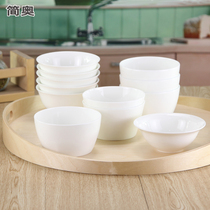 Rice Bowl 10 sets of household Bowl set Bone China Ceramic eating bowl Small bowl anti-scalding goblet bowl simple high foot Bowl