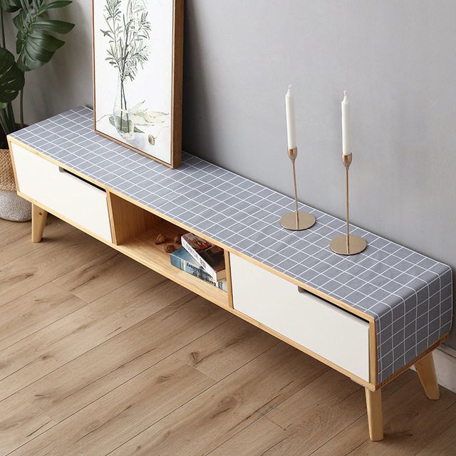 TV cabinet tablecloth Waterproof and oil-proof wash-in Nordic light luxury net red ins wind Dining table tablecloth table mat pvc fabric