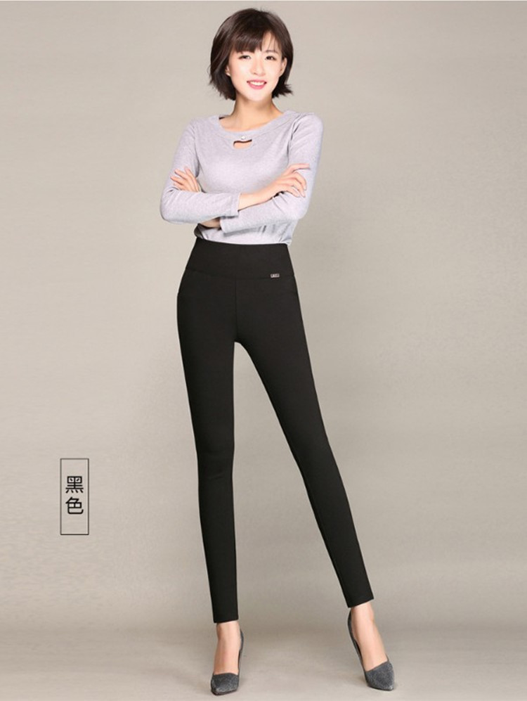 Cộng với quần nhung dày mặc quần legging nữ eo cao 200 pounds chất béo mm cộng với phân bón XL mùa thu và quần trung niên mùa đông quần legging hàn quốc