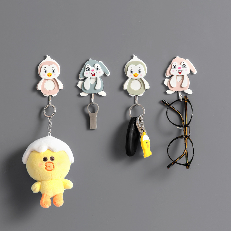 Strong cute seamless sticky cartoon sticky hook wall seamless bathroom kitchen bedroom powder room wall hanging hook