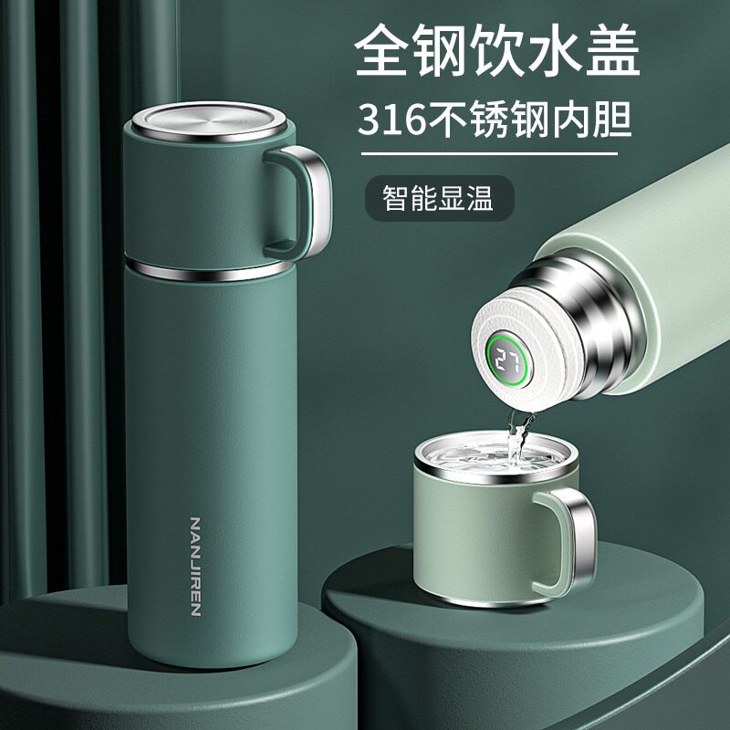 Japan 316 stainless steel thermos mug for men and women portable students with lid large capacity children's smart water cup
