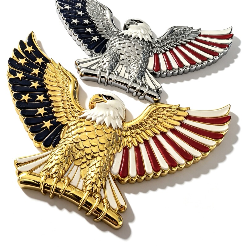 Cross-Border In-Stock Supply of American White-Headed Eagle Metal Decorative Car Stickers, Personalized 3D Metal Car Badges to Enhance the Vehicle's Appearance