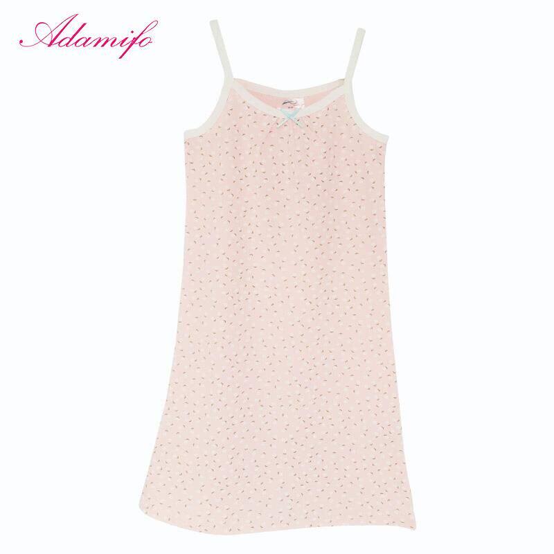 Adamifo spring and summer girls condole belt pajamas nightgown cotton girls large children long cotton residential clothing