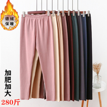 Large size autumn and winter bifacial duvet autumn pants woman 200 catty and fat mm fever plus suede thickened student warm lining pants sweatpants
