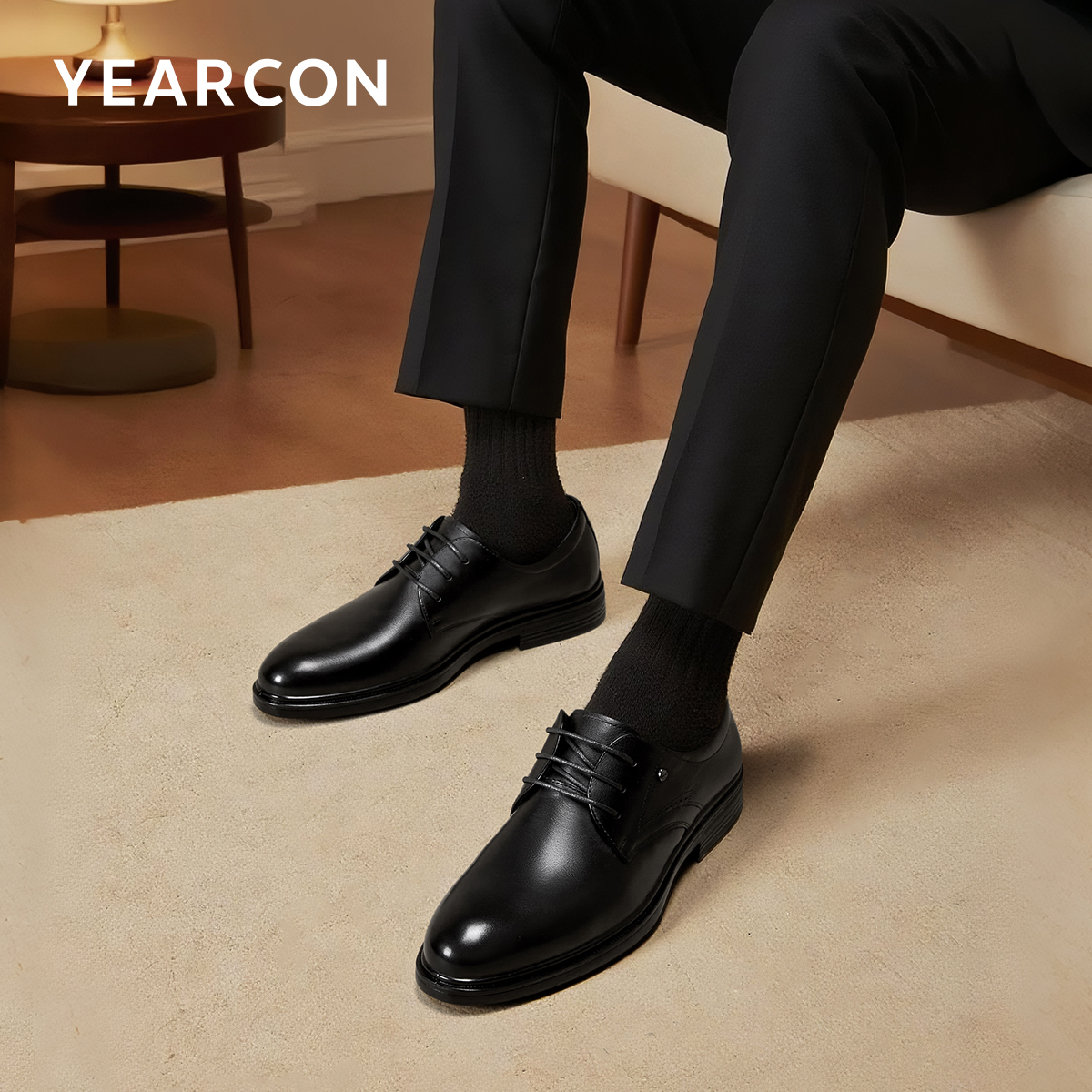 意尔康男鞋真皮男士商务正装皮鞋男款德比鞋新郎结婚英伦软底舒适