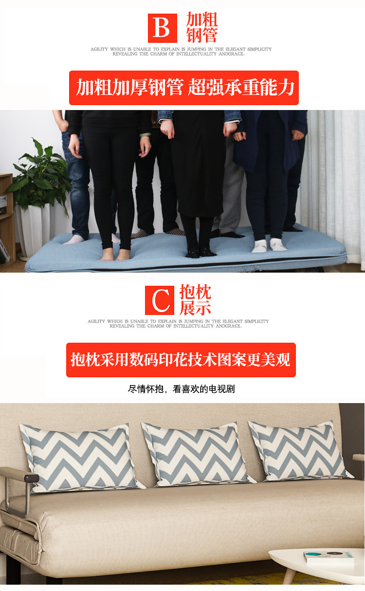 Có thể gập lại đa chức năng sofa căn hộ nhỏ đơn giản sofa vải giường giường ăn trưa đôi 1.5 m ba 1.8 m