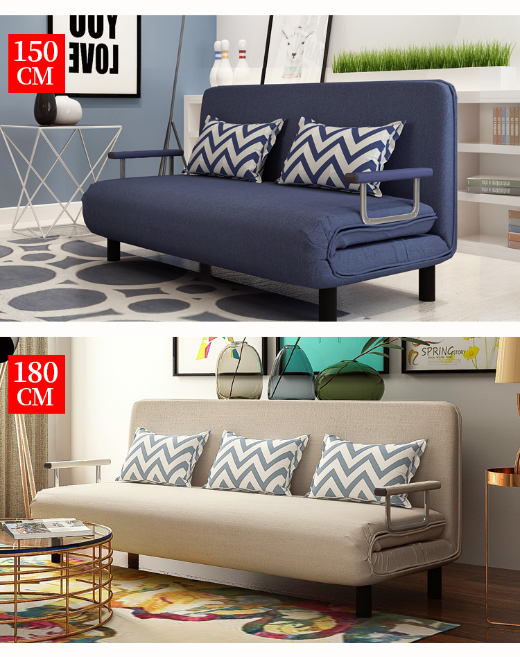 Có thể gập lại đa chức năng sofa căn hộ nhỏ đơn giản sofa vải giường giường ăn trưa đôi 1.5 m ba 1.8 m