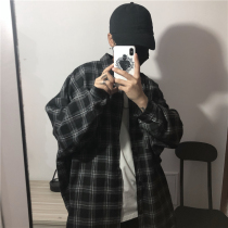 Mother Hen Moms Korea Ins Fall Harbor Wind and Loose Casual 100 Hitch Plaid Shirt Long Sleeve Jacket for men and women