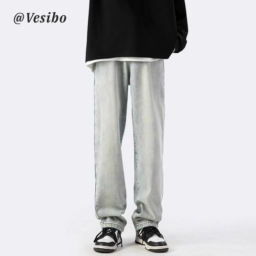 Летние черные джинсы, ретро повседневные брюки, штаны для отдыха, в американском стиле, свободный прямой крой