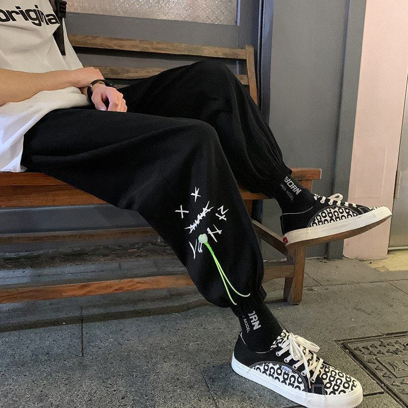 Leisure pants for men spring new Harbour in Tide Wind Lax Bench Feet Pants Han Edition Street Play Play Pants