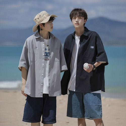 Летняя японская трендовая рубашка для отдыха, свободный крой, защита от солнца, подходит для подростков