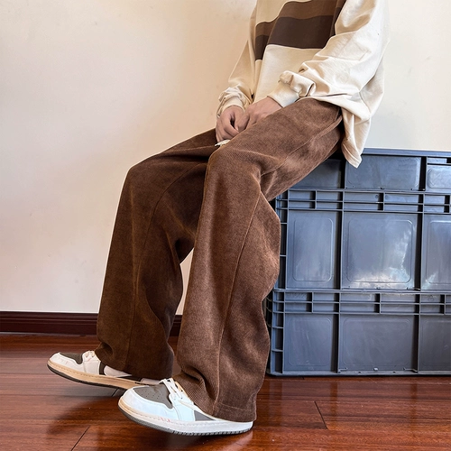 Японские вельветовые летние штаны для отдыха, свободный прямой крой
