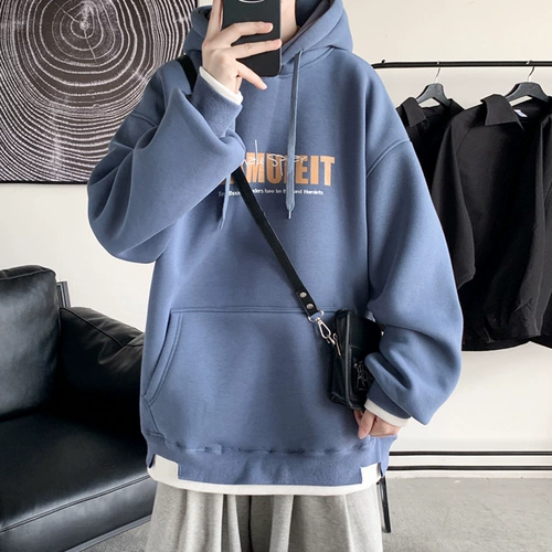 Демисезонная толстовка с капюшоном, комплект с буквами для отдыха, куртка, флисовый балахон, в американском стиле