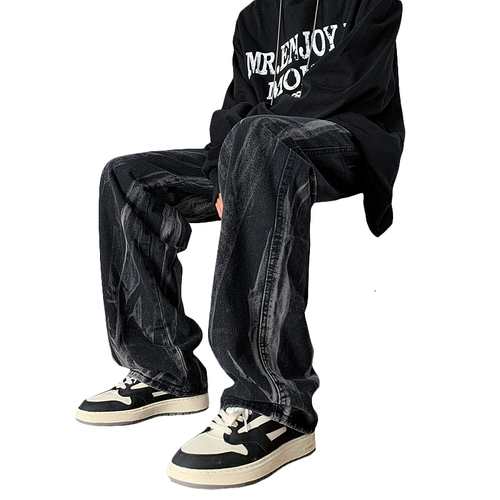 Летние дизайнерские джинсы, штаны, в американском стиле, тренд сезона, свободный прямой крой