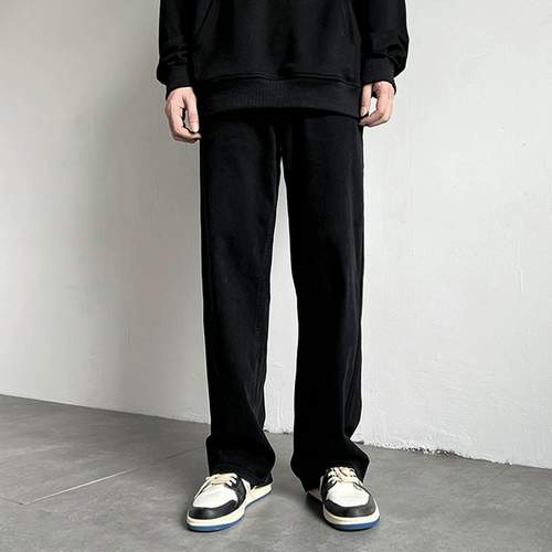 Ретро летние джинсы, черные цветные штаны, повседневные брюки, в американском стиле, свободный прямой крой