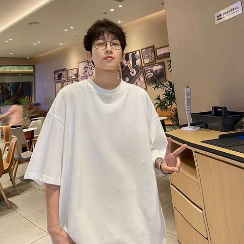 Белая хлопковая летняя брендовая футболка для отдыха, короткий рукав, в американском стиле, свободный крой