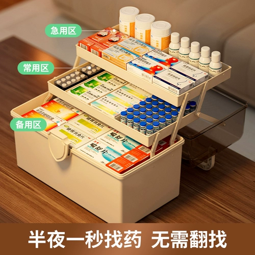 Фармацевтические коробки Семейство Семейство, загружающая большие ящики для хранения лекарств, стратифицированная многослойная медицинская помощь.