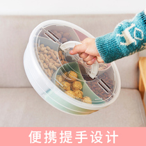 Portable dried fruit plate fruit box household compartment with lid modern living room large creative snack storage seal transparent