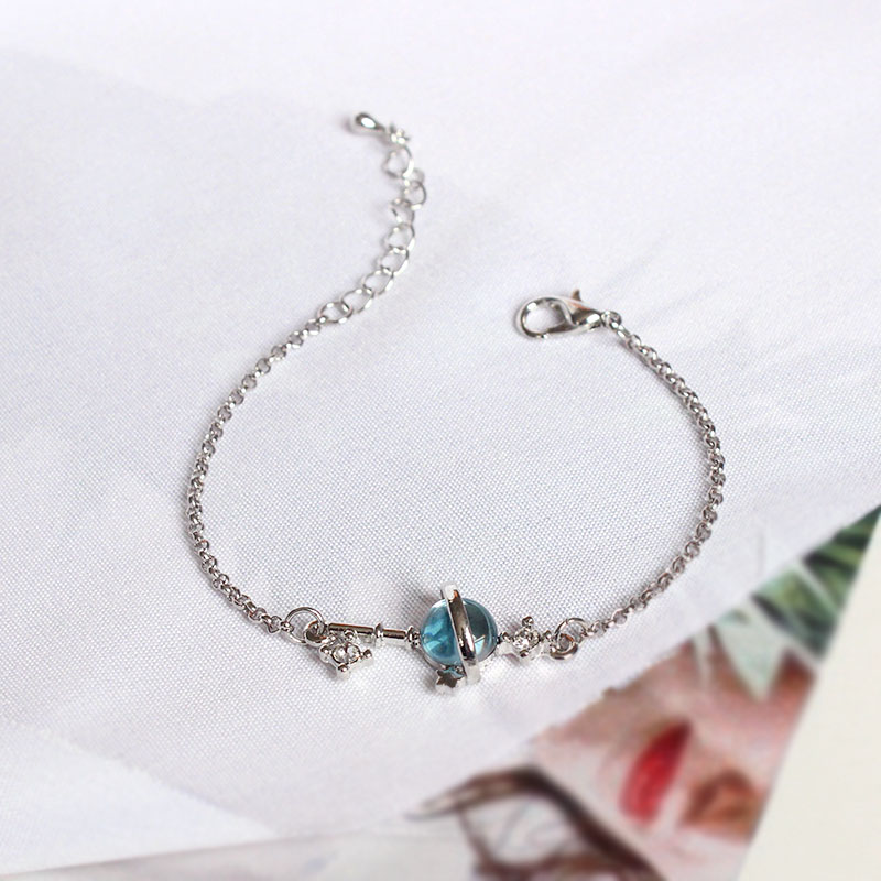 5355II Thanh Đảo Eraser Trang sức Blue Glass Fantasy Planets Honeycomb Cosmic Aurora Star Fashion Bracelet - Vòng đeo tay Clasp đá moonstone