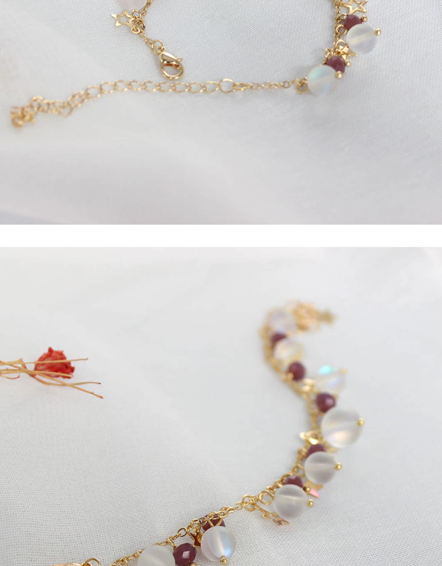 6082 Thanh Đảo Eraser Trang sức Cô gái Trái tim Ngọt ngào và Đáng yêu Hàng ngày Wild Scrub Gradient Glass Bead Bracelet - Vòng đeo tay Clasp vòng tay cặp