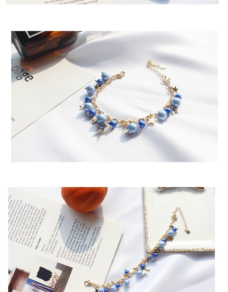 5548 Thanh Đảo Eraser Trang sức Nghệ thuật Nhật Bản Ngọt ngào Ngọt ngào Cô gái tươi mát Star Blue Pearl Bracelet thạch anh tóc vàng