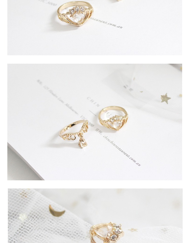 5612 Thanh Đảo Eraser Trang sức Xe bí ngô của công chúa Love Gems Drops Crown Openwork Ring 1 - Nhẫn nhẫn calvin klein