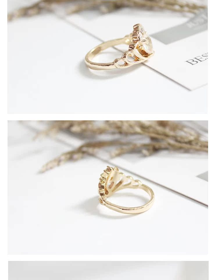 5612 Thanh Đảo Eraser Trang sức Xe bí ngô của công chúa Love Gems Drops Crown Openwork Ring 1 - Nhẫn nhẫn calvin klein