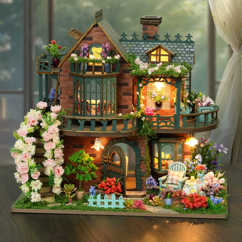 Хут, вилла, трехмерная головоломка, минифигуры, дом, замок, конструктор, DIY дом, в 3D формате, подарок для девочек