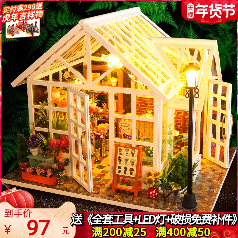 diy hut flower room handmade wooden Small House art house Villa assembly model toy gift girl