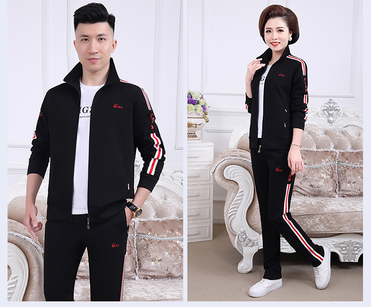 Bộ đồ thể thao cặp đôi trung niên và già cho nam và nữ mùa xuân và mùa thu cỡ lớn áo len giản dị đồng phục đội phụ huynh thể thao cotton - Thể thao sau bộ thể thao adidas nữ chính hãng