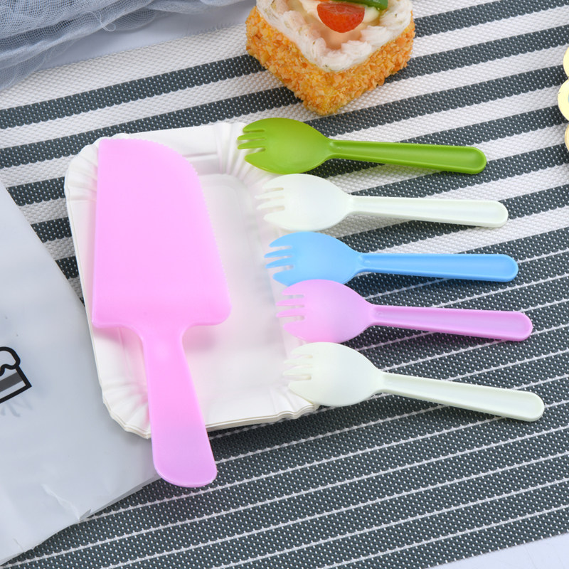 Cake Knife Fork Suit Birthday Knife Fork Dish Combination Pan Fork Set Cake Cutlery Disposable Paper Tray Suit-Taobao
