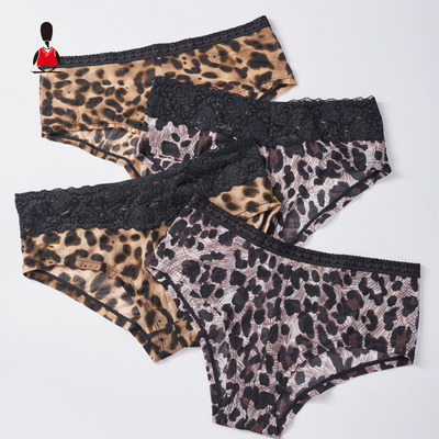 Guardian Penguin/企鹅卫队豹纹内裤女蕾丝性惑透气薄款三角裤2条