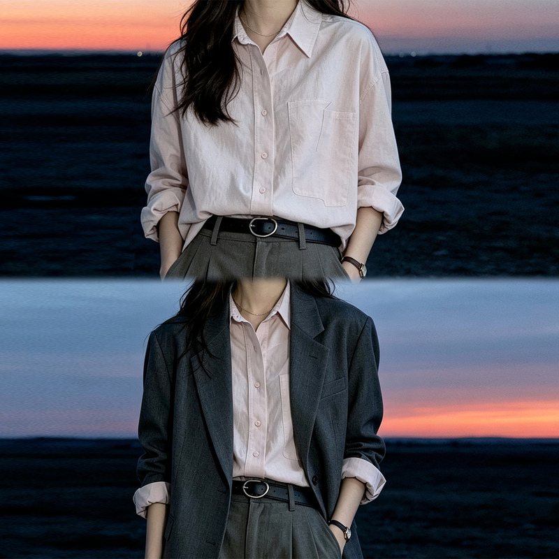 Pink Loose-Fitting Collared Shirt for Women, Autumn 2026 New Style, Drop-Shoulder American Cool and Gentle Style Top Pink Loose-Fitting Collared Shirt for Women, Autumn 2026 New Style, Drop-Shoulder American Cool and Gentle Style Top
