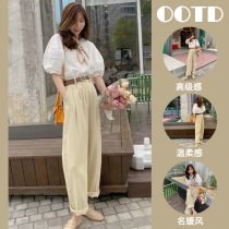Summer Big Code Womens Dress 2022 Light Cooked Fat Mm Display Slim Superior Sense Salt Ensemble Wearing a short sleeve blouse and two suit spring