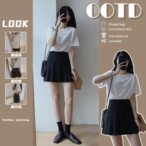 Summer Big Code Womens Dress 2022 Light Cooked Wind Fat Mm Conspicuy Wearing A Hitch Pure Sweet And Mermaid Dress Two-piece Suit Spring