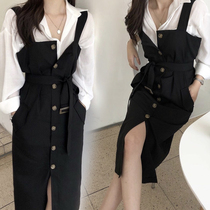 Early Spring Big Code Womens Dress 2022 New Advanced Sensation Fat Mm Conspicuy Wearing a Two-set Suit Braces and Dress Subs Summer