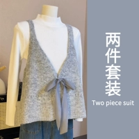 Серый набор из двух частей [Весенний костюм женский новый стиль в 2025 году/Miu Miu-Fun Корейская драма-героиня/весенние наряды с целым набором OOTD/чай уникальный/Весенний Юньнань, путешествующие по пляжным каникулам дофаминового наряда/весенние наряды]