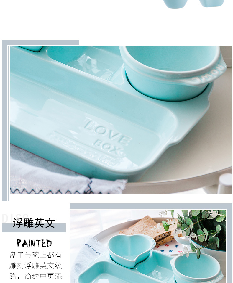 Bữa ăn giảm cân tại nhà người lớn thức ăn nhanh tấm lưới tấm tách tấm trẻ em bộ đồ ăn bằng gốm dĩa ăn