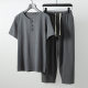 Summer Cotton and Linen Short-Sleeve Men's Plus-Size Chinese Style Loose-Fitting Linen Set for Big and Tall Men, Trendy Oversized T-Shirt 5
