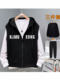 Spring and Autumn Hooded Vest + Sweatshirt for Men, Plus Size, Sleeveless Waistcoat, Trendy Long Pants Three-Piece Set for Big and Tall Men