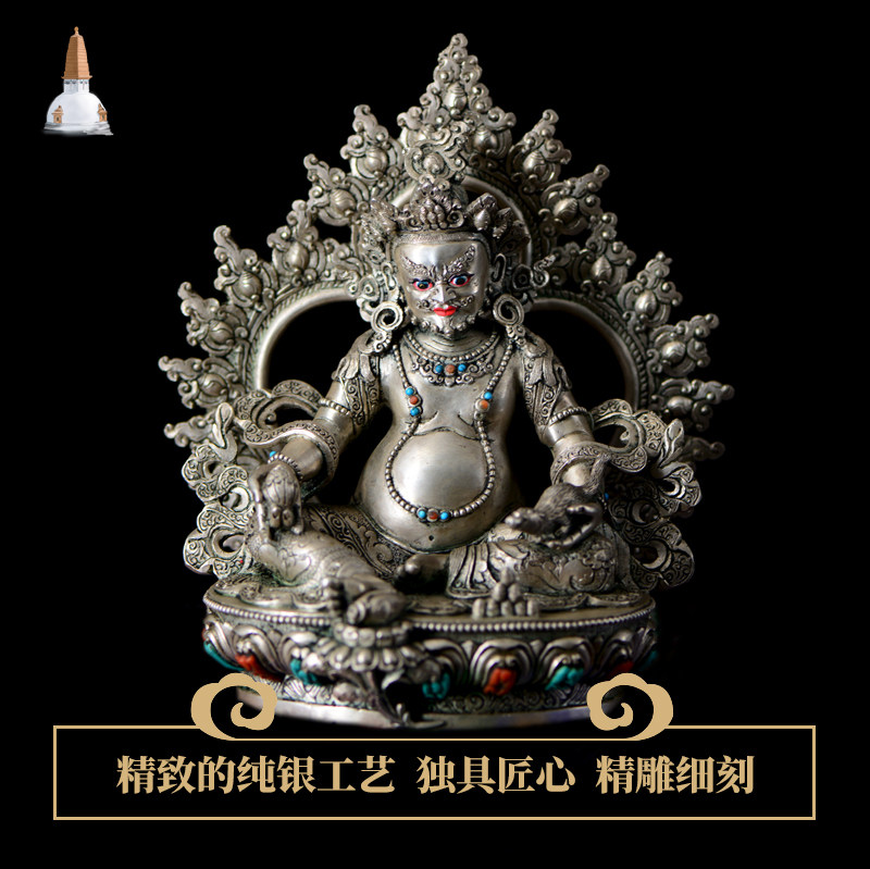 Nepalese Buddha statue imported handmade sterling silver according to the gram custom Yellow Fortune God Tibetan Buddhism Tantric Buddha statue offering ornaments