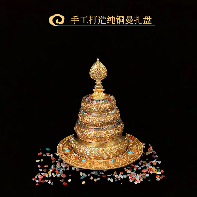 Hidden pure handmade brass GOLDEN EIGHT AUSPICIOUS MANZA DISC HANDMADE MANZA DISC 37 PILE TUMAN TEA LUO DEI PAN SWING PIECE