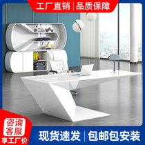 Boss desk Office desk Simple modern president desk Manager supervisor table and chair combination Large desk personality white paint
