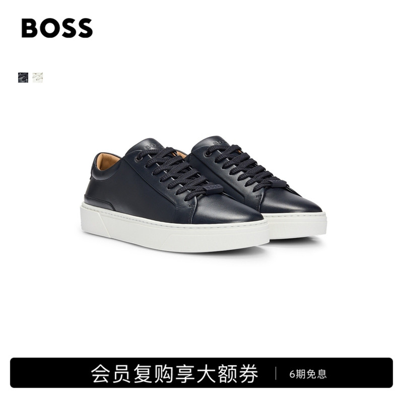 [Gift Classic Model] Boss Men's Brand Logo Shoelace Loop Leather Low-Top Sneakers Gary