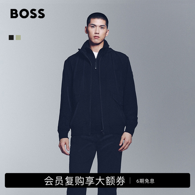 【Bomber Jacket】Boss Men's Foldable Hood Stand Collar Commuting Daily Casual Jacket Coat 【Bomber Jacket】Boss Men's Foldable Hood Stand Collar Commuting Daily Casual Jacket Coat